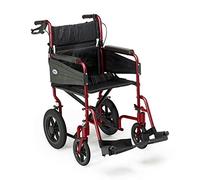 Days Escape Lite Attendant Propelled Wheelchair - Lightweight Folding Wheelchair with Removable Footrests - for Indoor and Outdoor Use (Standard, Ruby Red)