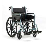Days Escape Lite Self Propelled Wheelchair - Lightweight Aluminium Folding Wheelchair with Attendant Brakes - Suitable for Indoor and Outdoor Use (Wide, Silver Blue)