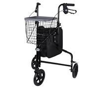 Days Lightweight Aluminium 3 Wheel Walker - Height Adjustable and Foldable Mobility Aid for Elderly - Triwalker with Basket, Tray, Bag and Lockable Brakes - Indoor and Outdoor Walker - Graphite