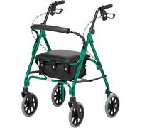 Days Lightweight Folding Four Wheel Rollator, Mobility Walker with Padded Seat, Lockable Brakes and Carry Bag, Limited Mobility Aid, For Elderly or Disabled, Racing Green, Large