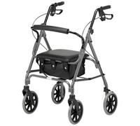 Days Lightweight Folding Four Wheel Rollator, Mobility Walker with Padded Seat, Lockable Brakes and Carry Bag, Limited Mobility Aid, For Elderly or Disabled, Quartz, X-Small
