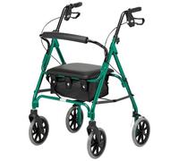 DAYS Lightweight Folding Rollator Walker - Mobility Aids, Adjustable Walking Frame with Padded Seat, Lockable Brakes, Ergonomic Handles, Walking Aid, Portable Walker for Elderly, Medium - Racing Green