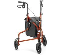 Days Lightweight Tri Wheel Walker Rollator - Aluminium Mobility Walker with Adjustable Height and Brakes - Foldable Walking Frame with Carry Bag - Mobility Aid for Elderly - Russet Orange