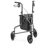 Days Lightweight Tri Wheel Walker Rollator - Aluminium Mobility Walker with Adjustable Height and Brakes - Foldable Walking Frame with Carry Bag - Mobility Aid for Elderly - Quartz