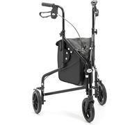 Days Lightweight Tri Wheel Walker Rollator - Aluminium Mobility Walker with Adjustable Height and Brakes - Foldable Walking Frame with Carry Bag - Mobility Aid for Elderly - Graphite