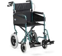 Days Lightweight Wheelchair for Adults, Escape Folding Wheelchairs, Compact Wheel Chair with Adjustable Footrests, Attendant Propelled, Padded Seat - Narrow, Racing Green