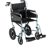 Days Escape Wheelchair, Lite Aluminium, Lightweight with Folding Frame, Mobility Aids, Comfortable Travel Chair with Removable Footrests, Standard, Blue