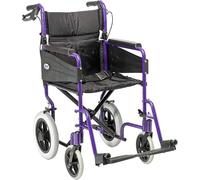Days Escape Wheelchair, Lite Aluminium, Lightweight with Folding Frame, Mobility Aids, Comfortable Travel Chair with Removable Footrests, Wide, Purple