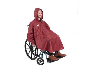 Days Mobility Poncho with Sleeves - Unlined Waterproof - 100cm Front Length / 133cm Width - Burgundy