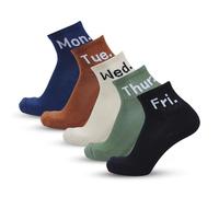 Days of The Week Socks, 5 Pairs Weekdays Socks | Cool Quarter Length, Novelty & Funky | Soft Top | Rib Ankle Length Daily Monday - Friday For Running, Walking & Exercise| Multipack