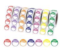 Days of The Week Stickers, 3500 Pcs Day Dots Food Labels Kitchen Date Stickers Label for Food Labeling Catering Full Week Days Dot 7 Roll