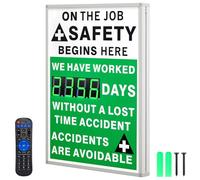Days Safety Is The Priority Without Accident Sign Electronic Safety Scoreboard 28" x 20" with Remote Control Safe Scoreboard Sign Days Without a Lost Time Accident Are Avoidable(English Style)