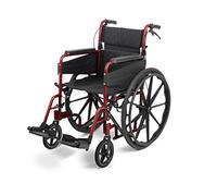 Days Self Propelled Folding Wheelchair - Lightweight Aluminium Wheelchair for Adults with Removable Footrests - Compact Mobility Aid for Travel and Daily Use - Ruby Red