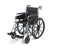 Days Self Propelled Folding Wheelchair - Lightweight Aluminium Wheelchair for Adults with Removable Footrests - Compact Mobility Aid for Travel and Daily Use - Silver Blue