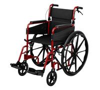 Days Self Propelled Folding Wheelchair - Lightweight Aluminium Wheelchair for Adults with Removable Footrests - Compact Mobility Aid for Travel and Daily Use - Narrow 41cm Seat Width, Ruby Red