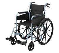 Days Self Propelled Folding Wheelchair - Lightweight Aluminium Wheelchair for Adults with Removable Footrests - Compact Mobility Aid for Travel and Daily Use - Silver/Blue