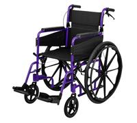 Days Self Propelled Folding Wheelchair - Lightweight Aluminium Wheelchair for Adults with Removable Footrests - Compact Mobility Aid for Travel and Daily Use - Standard 46cm Seat Width, Purple