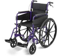 Days Self Propelled Folding Wheelchair - Lightweight Aluminium Wheelchair for Adults with Removable Footrests - Compact Mobility Aid for Travel and Daily Use - Purple