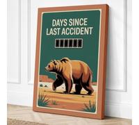 Days Since Last Accident Canvas Wall Art Print 36x24 Inch (91 x 61 cm)