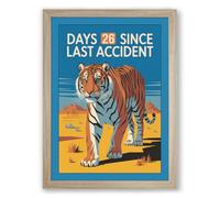 Days Since Last Accident Industrial Framed Wall Art Print A1 (84.1×59.4cm) Oak, Wall Decor for Living Room, Bedroom, Office & Home, Ready to Hang, Art Gift