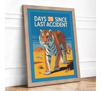 Days Since Last Accident Industrial Framed Wall Art Print A1 Oak