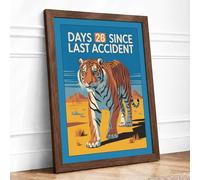Days Since Last Accident Industrial Framed Wall Art Print A1 Walnut