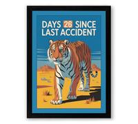 Days Since Last Accident Industrial Framed Wall Art Print A2 (59.4×42cm) Black, Wall Decor for Living Room, Bedroom, Office & Home, Ready to Hang, Art Gift