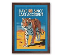 Days Since Last Accident Industrial Framed Wall Art Print A2 (59.4×42cm) Walnut, Wall Decor for Living Room, Bedroom, Office & Home, Ready to Hang, Art Gift