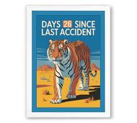Days Since Last Accident Industrial Framed Wall Art Print A2 (59.4×42cm) White, Wall Decor for Living Room, Bedroom, Office & Home, Ready to Hang, Art Gift