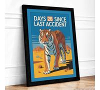 Days Since Last Accident Industrial Framed Wall Art Print A4 Black
