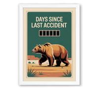 Days Since Last Accident Vintage Framed Wall Art Print A1 (84.1×59.4cm) White, Wall Decor for Living Room, Bedroom, Office & Home, Ready to Hang, Art Gift