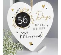 Days ’Til We Are Married - Large Wooden Heart Sign | Rustic Wedding Countdown Chalkboard | Engagement Gift for Couples