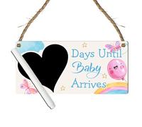 Days Until Baby Arrives Countdown Plaque with Heart Chalkboard - Custom Wall Sign for Baby Arrival - Multiple Design Options - Mummy-to-be Gift (Rainbow, With Pen)