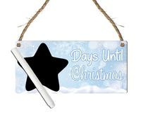 "Days Until Christmas" Countdown Plaque - Customisable Christmas Countdown Sign for Home Decor - Perfect for Family, Friends, and Christmas Lovers (Light Blue, With Pen)