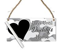 Days Until Daddy's Home Countdown Plaque - Military Deployment Countdown Signs - Chalkboard Plaque for Kids & Families Awaiting Reunion (Grey Camo, With Pen, Small: 19 cm (H) × 9 cm (W))