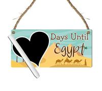 Days Until Egypt Countdown Plaque | MDF Wood | Travel Countdown Sign for Egypt Holidays | Personalised Adventure Countdown | Unique Wall Hanging Decor (Aqua & Beige, With Pen)