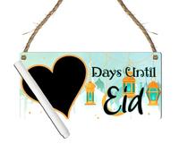 Days Until Eid Countdown Plaque with Heart Chalkboard - Islamic-Inspired Ramadan Decor | Multiple Elegant Color Choices | Eid Preparation (Mint & Gold, With Pen, Large: 29 cm (H) × 13.5 cm (W))