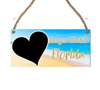 Days Until Florida Countdown Plaque - Hanging Sign with Beach, Palm, and Sunset Designs - Holiday Countdown Chalkboard - Tropical Wall Decor Gift for Florida Lovers (Beach, Without Pen)