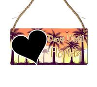 Days Until Florida Countdown Plaque - Hanging Sign with Beach, Palm, and Sunset Designs - Holiday Countdown Chalkboard - Tropical Wall Decor Gift for Florida Lovers (Orange Sunset, Without Pen)