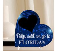 Days Until Florida: Girls Children's Gift, Holiday Countdown Chalkboard Plaque - Modern Rustic Design, Family Vacation Countdown (Small 8.5cm x 8cm, Without Pen)