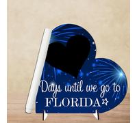 Days Until Florida: Girls Children's Gift, Holiday Countdown Chalkboard Plaque - Modern Rustic Design, Family Vacation Countdown (Small 8.5cm x 8cm, with Pen)