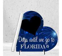 Days Until Florida: Girls Children's Gift, Holiday Countdown Chalkboard Plaque - Modern Rustic Design, Family Vacation Countdown (Medium 13.5cm x 13.3cm, with Pen)