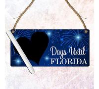 Days Until Florida: Material Options - Girls Children's Gift, Holiday Countdown Chalkboard Plaque - Modern Design, Family Vacation Countdown