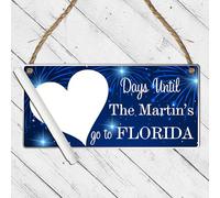 "Days Until Florida" Personalised Countdown Sign - Custom Family Vacation Plaque - Ideal for Florida Fans and Enthusiasts (Acrylic Indoor & Outdoor Use, With Pen)