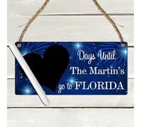 "Days Until Florida" Personalised Countdown Sign - Custom Family Vacation Plaque - Ideal for Florida Fans and Enthusiasts (Mdf Wood Indoor Use Only, With Pen)