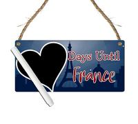 Days Until France Countdown Plaque - MDF Wood Chalkboard Countdown Sign with Parisian Design, Ideal for Travel Enthusiasts and Francophiles (XL: 38.5 cm (W) × 18.5 cm (H))