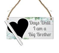 Days Until I Am a Big Brother Chalkboard Countdown Plaque - Sibling Countdown - Interactive Way for Boys to Prepare for Their New Role (White Wood Effect, With Pen, XL: 38.5 cm (W) × 18.5 cm (H))