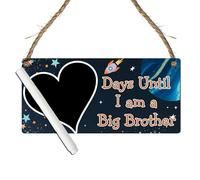 Days Until I Am a Big Brother Chalkboard Countdown Plaque - Sibling Countdown - Interactive Way for Boys to Prepare for Their New Role (Space, With Pen, Medium: 24 cm (W) × 11 cm (H))