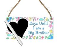 Days Until I Am a Big Brother Chalkboard Countdown Plaque - Sibling Countdown - Interactive Way for Boys to Prepare for Their New Role (Colouring, With Pen, Small: 19 cm (H) × 9 cm (W))