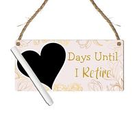 Days Until I Retire Countdown Plaque - Decorative Hanging Sign with Multiple Retirement-Themed Designs | Countdown Chalkboard Sign, (Gold Floral, With Pen, Large: 29 cm (H) × 13.5 cm (W))